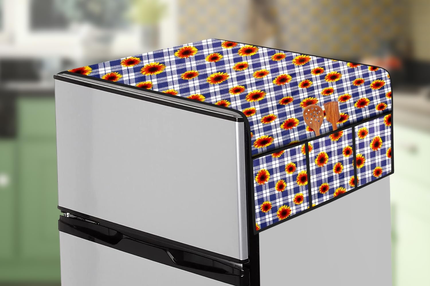 The Furnishing Tree Fridge Top Cover Compatible for Haier HED-19TGG-N, 185 LTR WxL 65x111 in CM Gingham Floral Pattern Blue (B0CJJP6VLC) Amazon Price History, Amazon Price Tracker