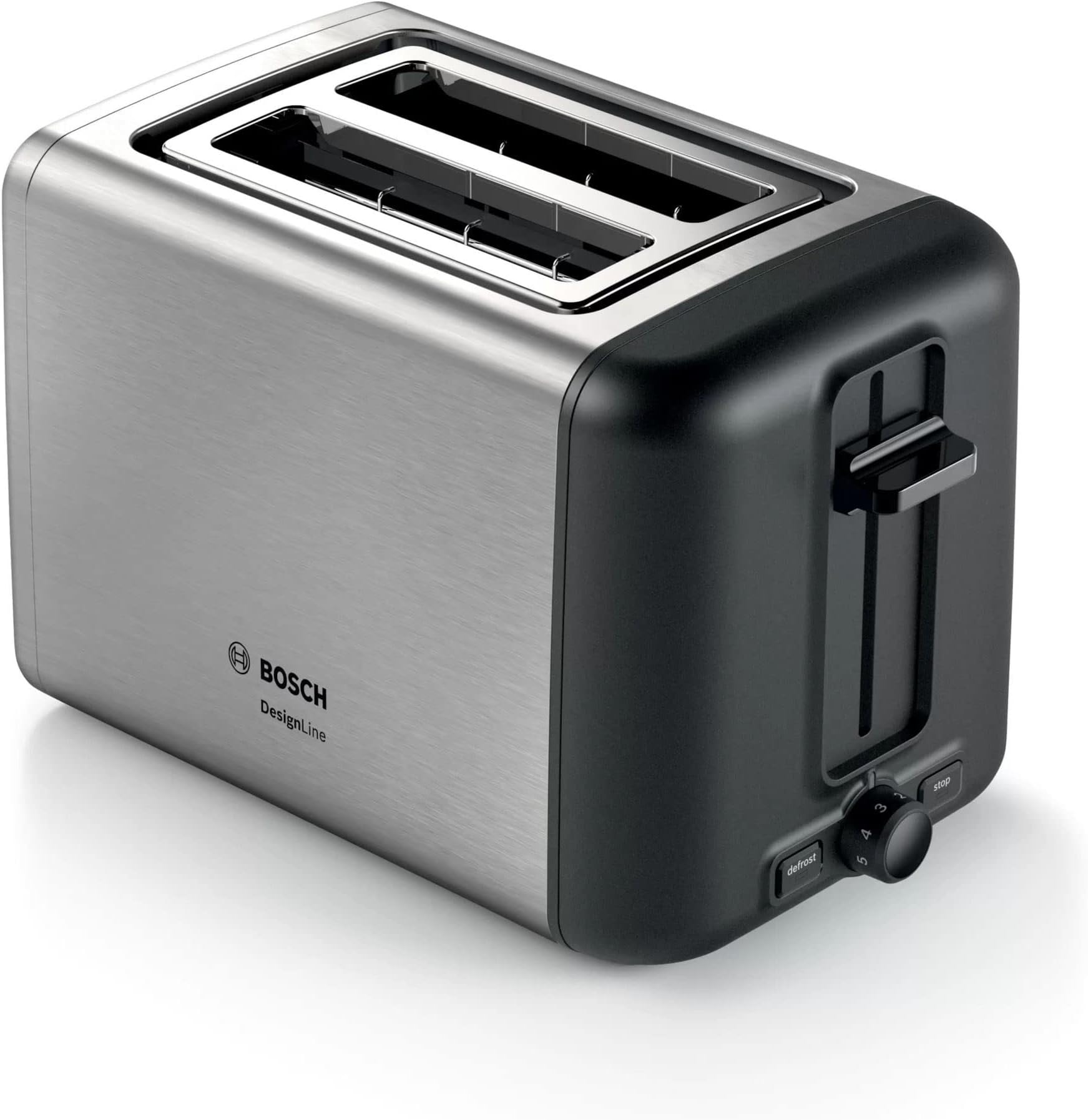 Bosch DesignLine TAT3P420GB 2 Slot Stainless Steel Toaster with variable controls - Silver & Black