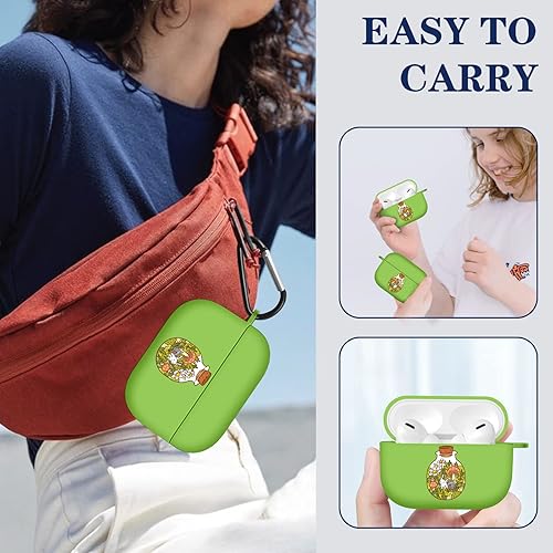 Miniatura 5 de Funda para Airpod Pro 2, funda de silicona verde para AirPod Pro 2 Kawaii floral femenino llavero estético para niñas AirPods Pro 2 Gen