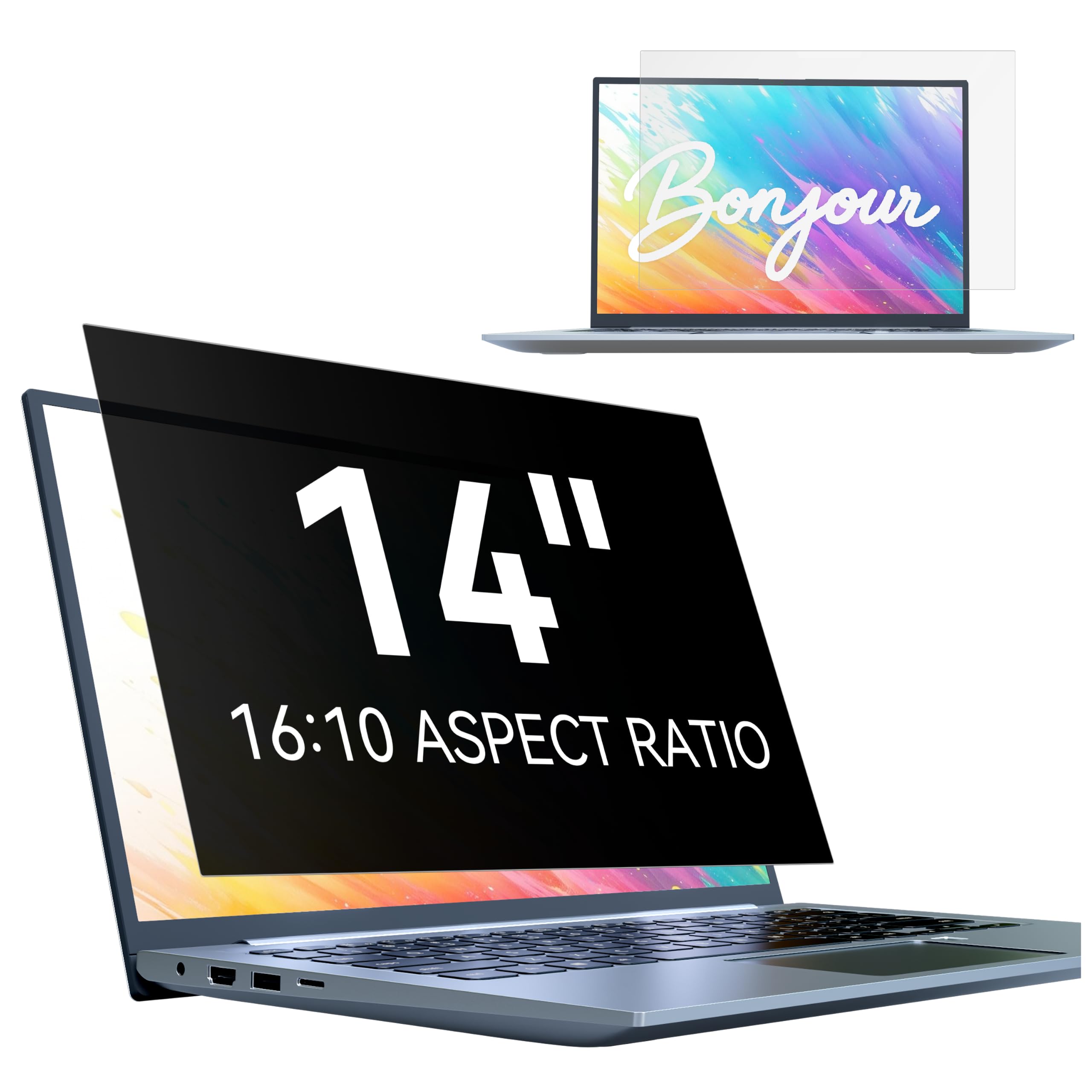 Filtre Confidentialité Protection Écran 14 Pouces 16:10 Ordinateur Portable, Amovible Anti Espion Lumière Bleue Reflet Protege écran Film Compatible avec HP Laptop Dell ASUS Acer Lenovo Thinkpad