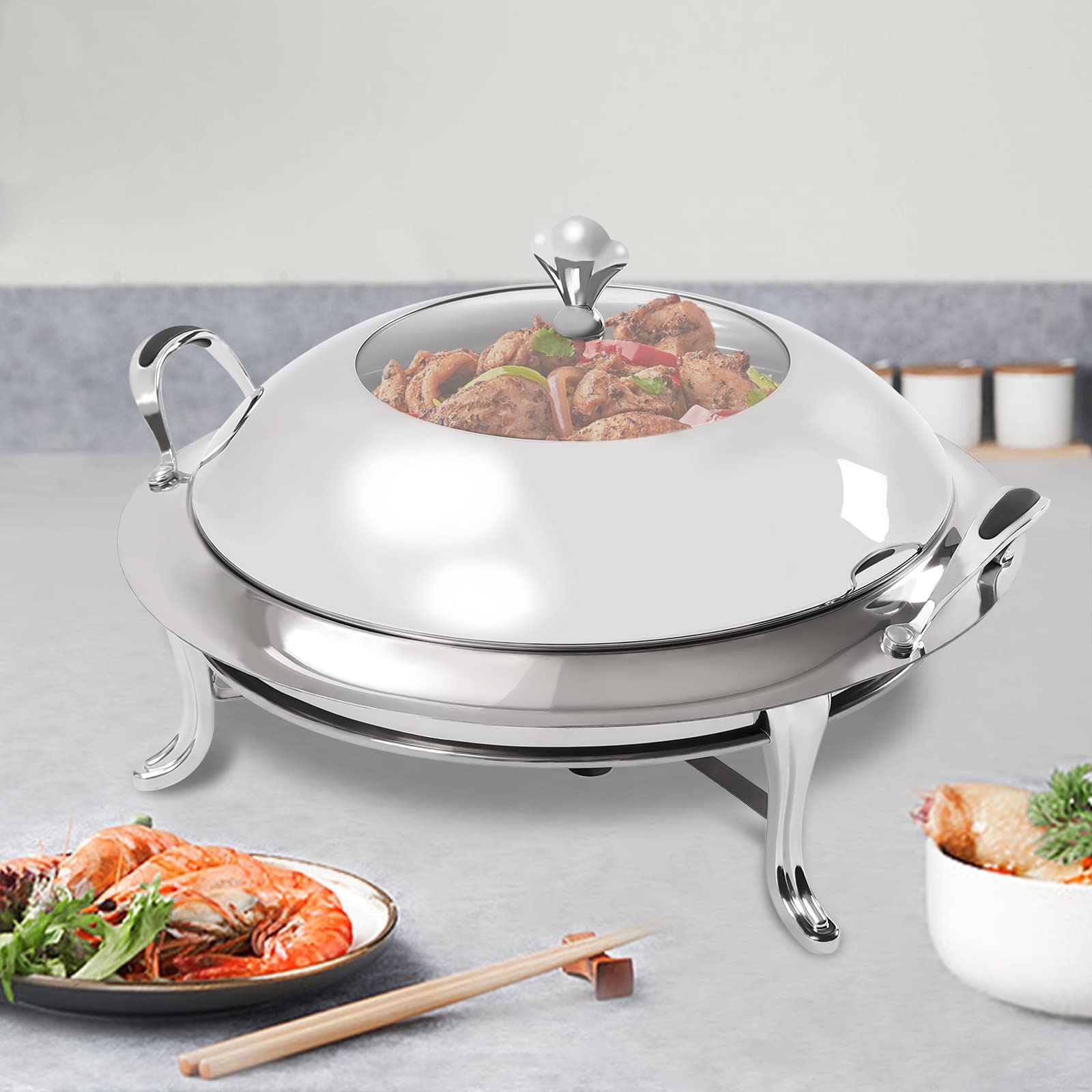 Chafing-Dish voedselverwarmer, roestvrij staal, warmhoudcontainer voor buffet en catering, eetbak, waterbad, afname 8,98 Qt
