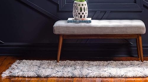 Miniatura 3 de Unique Loom Hygge Shag Collection - Alfombra de área enrejado (2 pies 2 pulgadas x 6 pies 1 pulgada, color beige y gris)