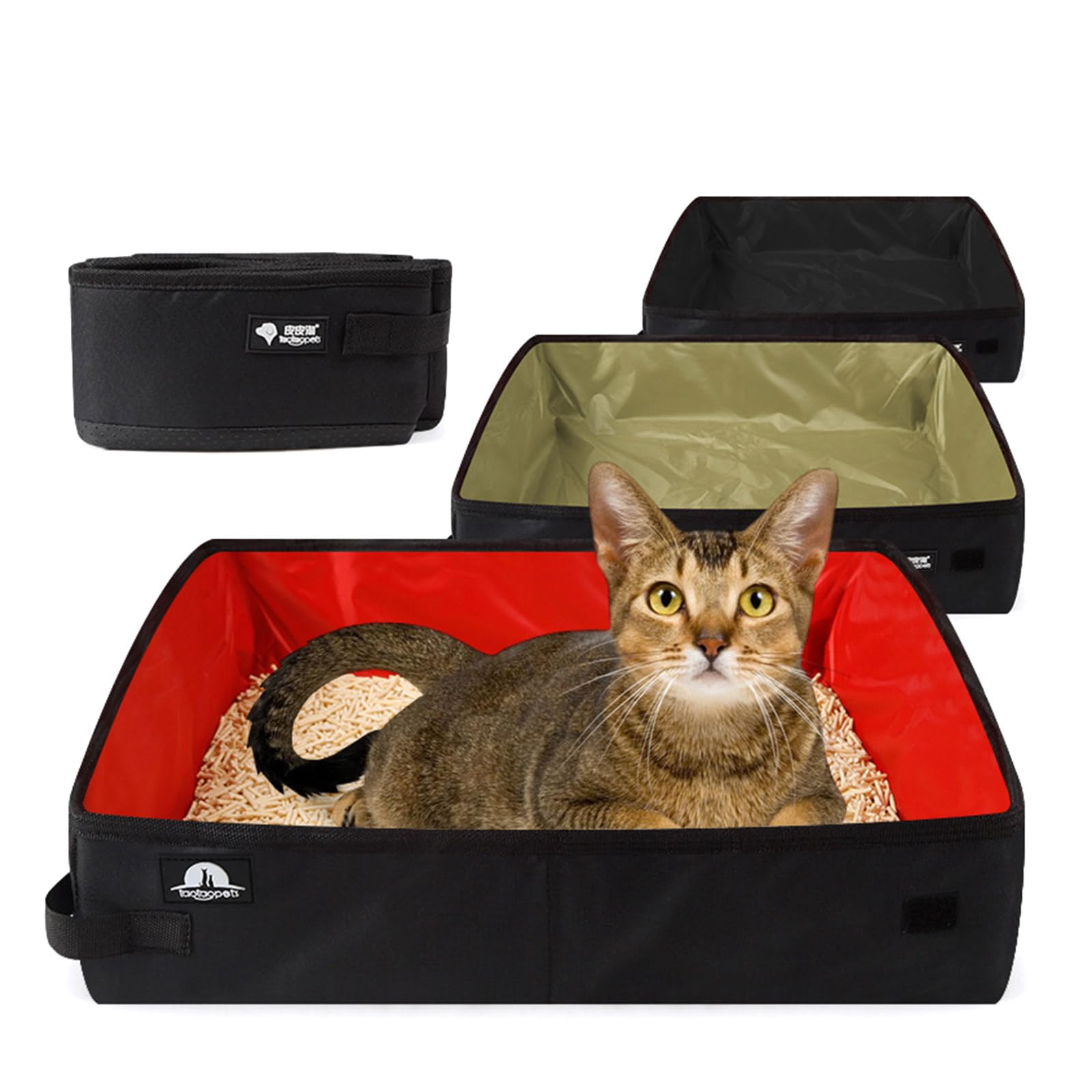 Travel Cats Litter Box Portable Litter Pan Lightweight Foldable Lining Leak Proof Easy to