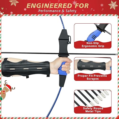 Vista 25 de 40" Youth Bow and Arrow Set for Kids 8-12 & Teens - Ambidextrous Recurve Archery Gear with Safety Arrows - Toys for Ages 8-13, Backyard Games Gift