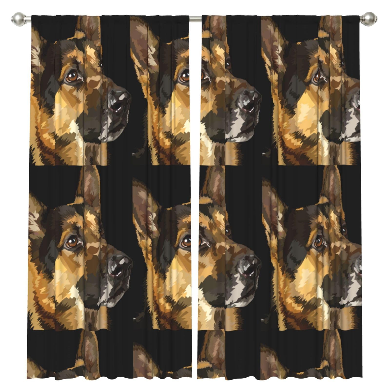 InOmak German Shepherd, 2 Panels Window Curtains 52 x 84 Inch Blackout Curtains for Living Room Bedroom