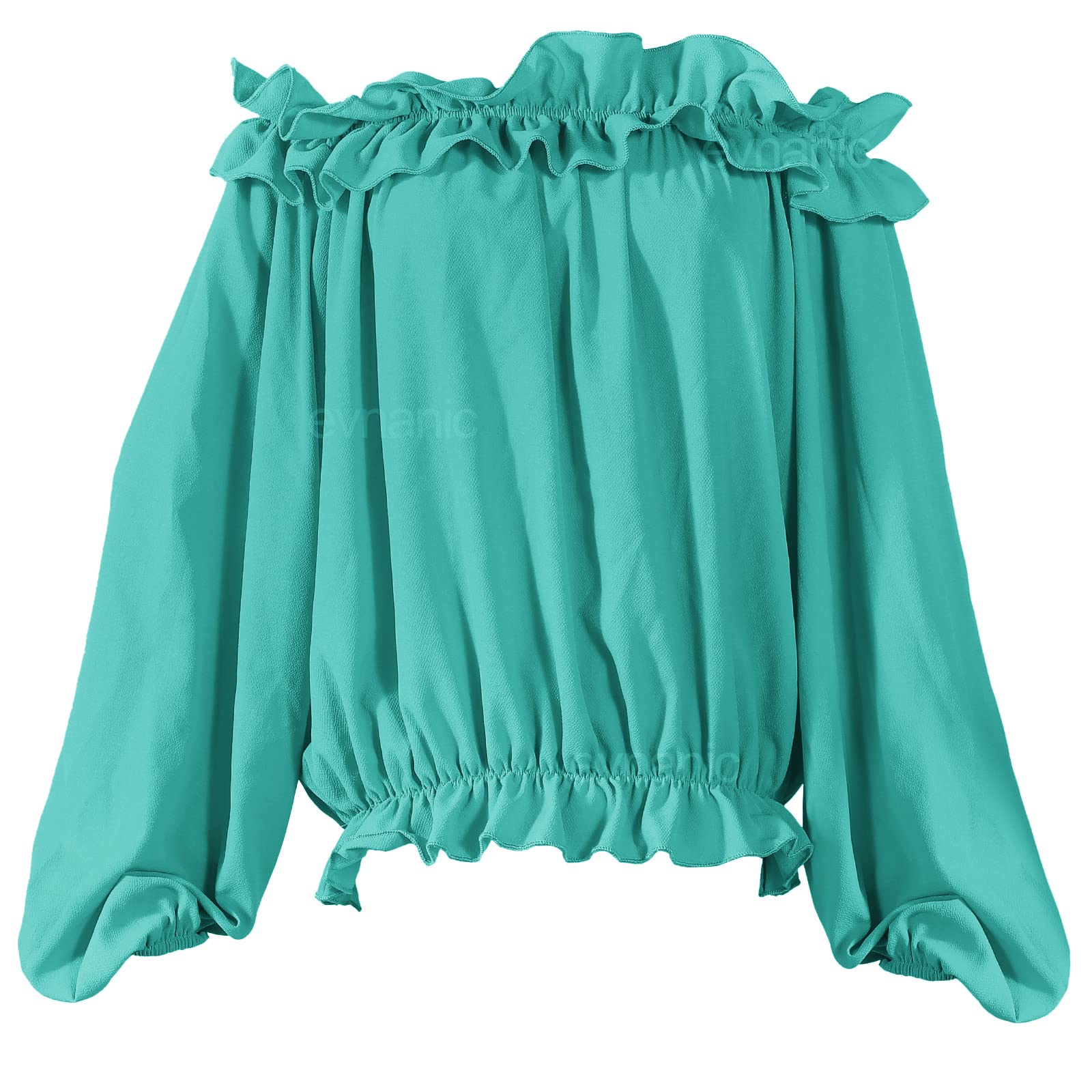 evnanic Womens Casual Off Shoulder Tops Long Sleeve Ruffle Flowy Chiffon Blouses Shirts
