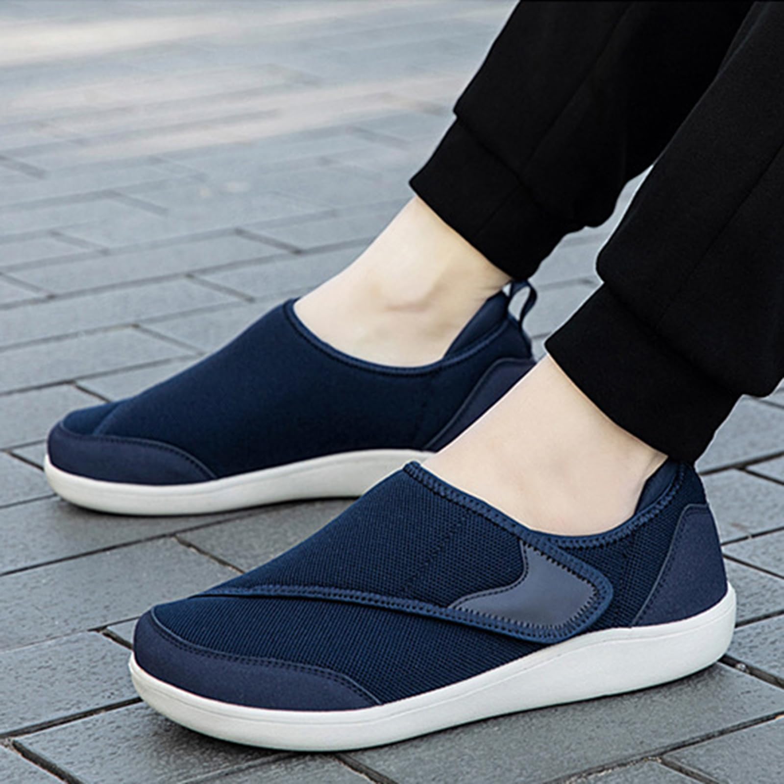 Hausschuhe Damen Herren Diabetiker Schuhe | Extra Weit Leichte Walkingschuhe Senioren Rutschfest Atmungsaktive Klettverschluss Einstellbar Orthopädische Freizeitschuhe