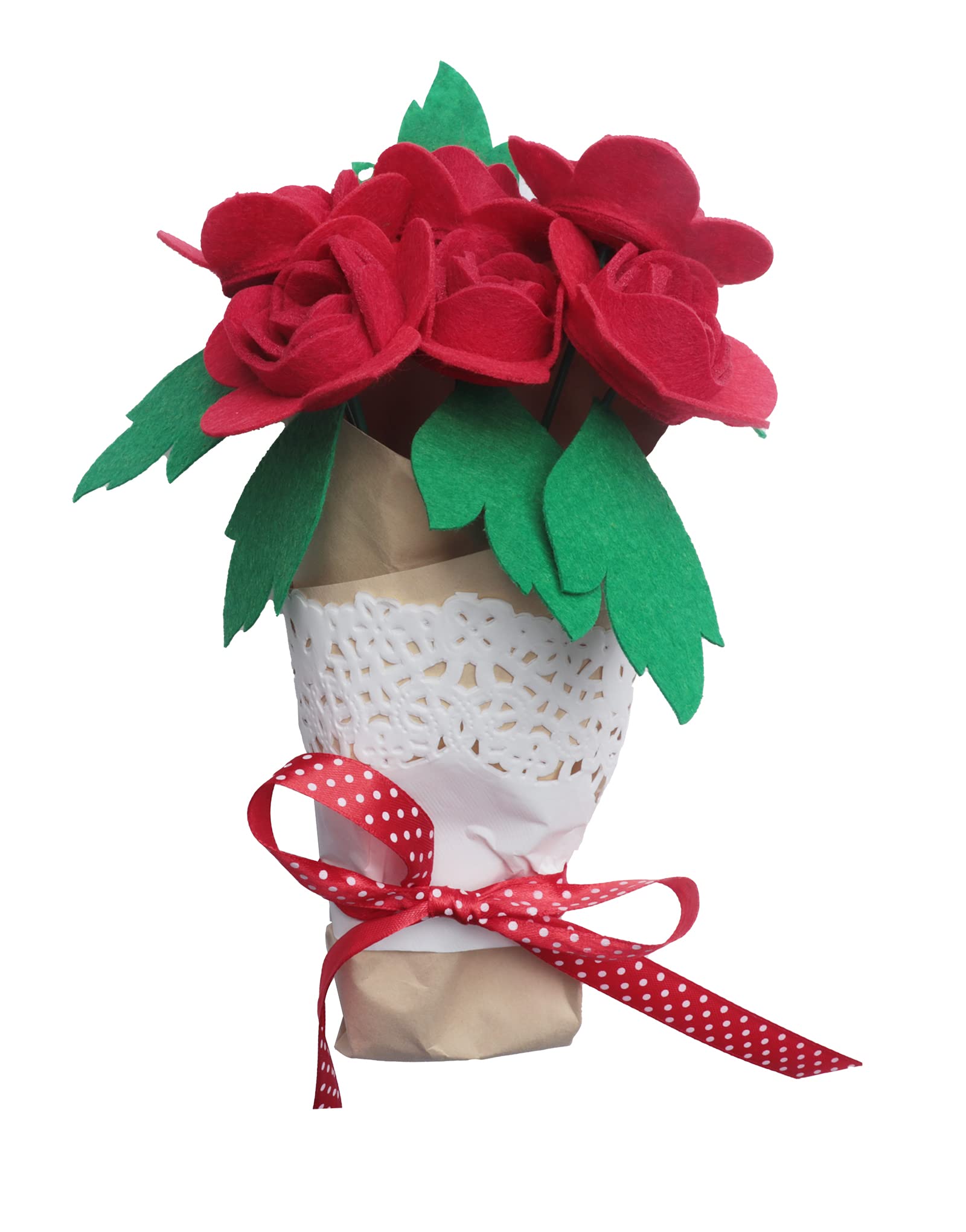 Ruwado DIY Roses Kits Non Woven Felt Cute Simulation Flower Bouquet for DIY Crafting Home Decoration Mother’s Day Father’s Day Thanksgiving Teacher Day Christmas (Rose)
