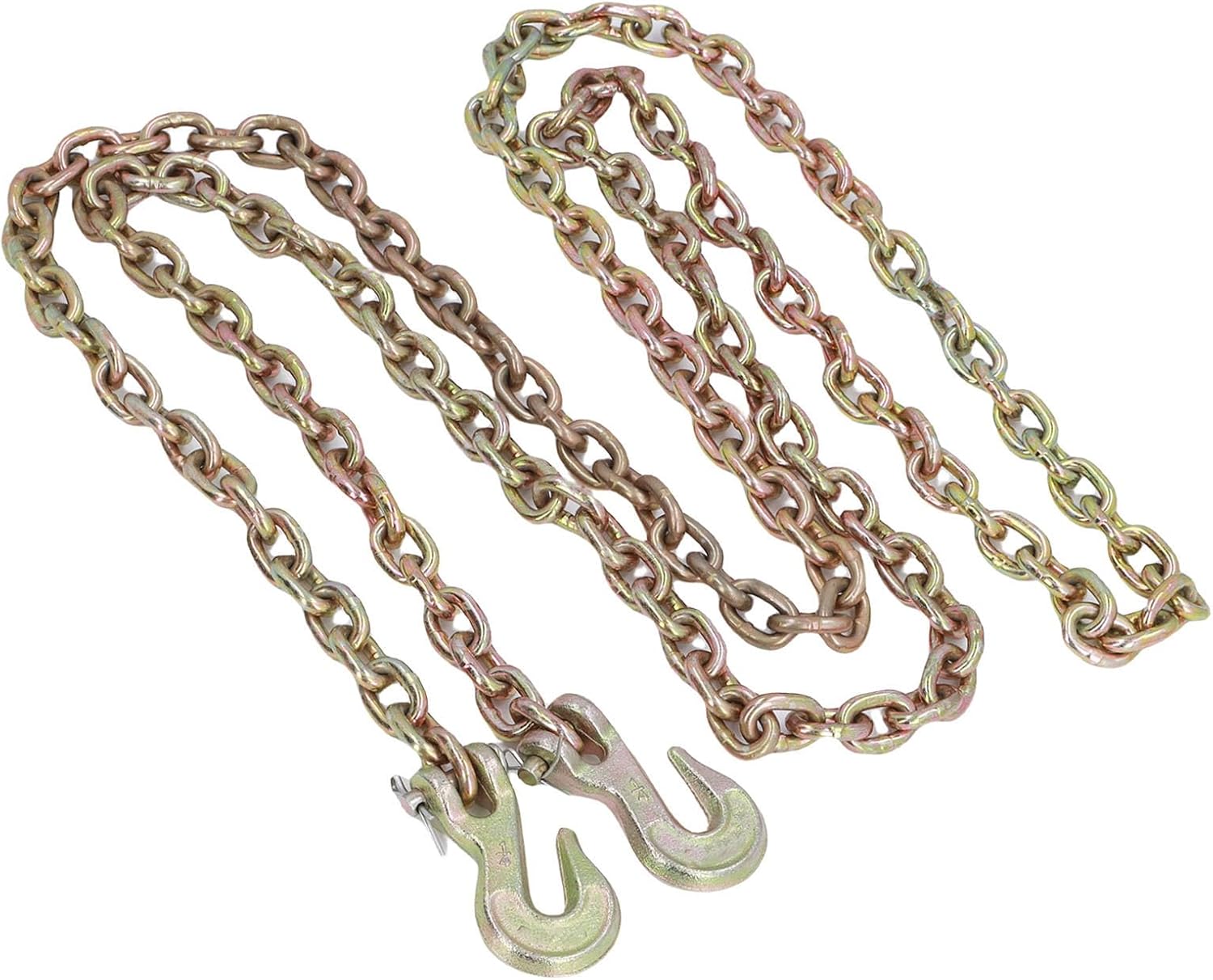 Eujgoov Chain, 1/4in x 10ft Grade 70 Transport Tow Chain with Grappling Hooks, 2200lbs Capacity for Towing, Construction, Mining