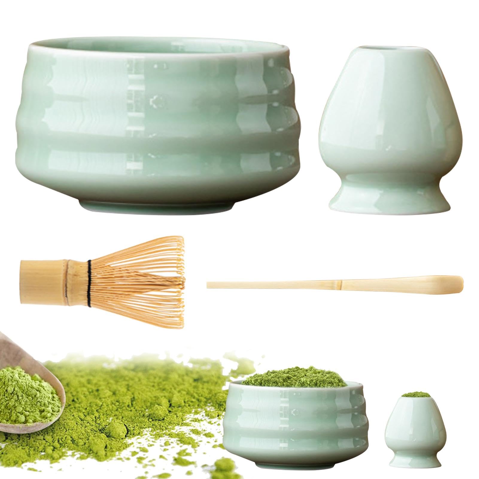 Set Cerimonia Del Tè Matcha Giapponese - Ciotola (Chawan), Frullino (Chasen) E Porta Chasen, Design Marmo Bianco - Foto 9