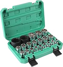CPROSP Set of 21 12-Sided 1/2 Socket Set 8-36 mm, Socket Wrench 12-Sided 1/2 to 36 mm CR-V Steel, with a Strong and Easy to Store Case
