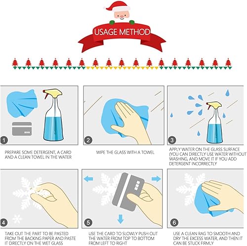 Miniatura 7 de Diseño de escena de ventana de Navidad, calcomanía de cristal para puerta corrediza, adhesivo de corona de Papá Noel, adhesivo electrostático, copo