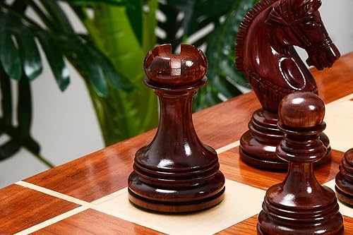 Miniatura 6 de CHESSBAZAAR The Indian Chetak II - Piezas de ajedrez de madera con triple peso Staunton personalizadas en palo de rosa brote y madera de caja, 4.2