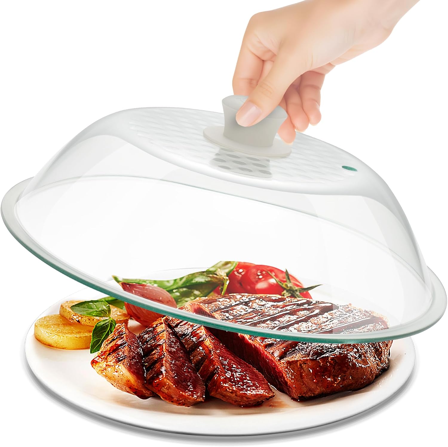 OEC Cubierta ligera de vidrio templado para salpicaduras de microondas, resistente al calor y a los impactos, tapa de vidrio reforzado con