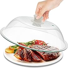 OEC Lightweight Tempered Glass Microwave Splatter Cover, 11 inch, Heat-Resistant & Impact-Resistant, Reinforced Glass Lid with Steam Vent, Silicone Knob, Dishwasher Safe, 100% Food Grade - BPA Free