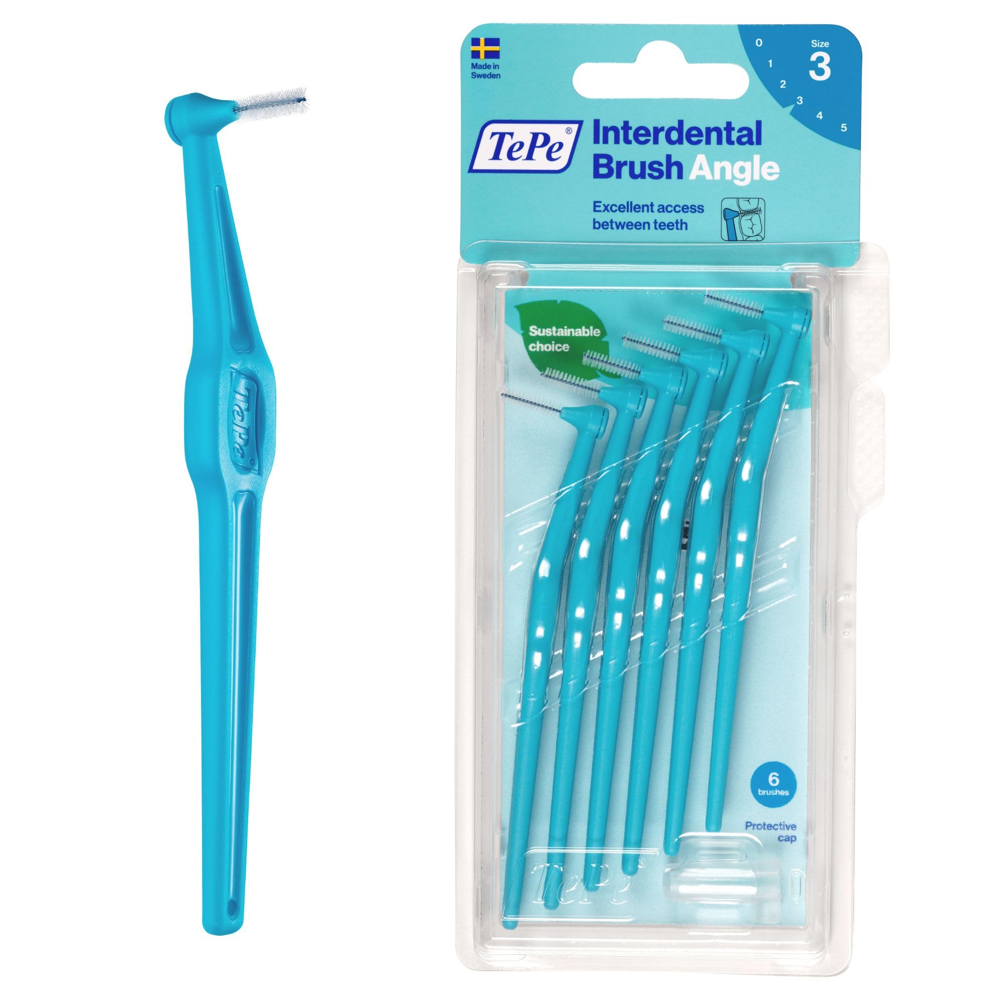 TePe テぺ アングル歯間ブラシ 6本入りブリスターパック 0.6mm ブルー Sサイズ【正規品】【公式】