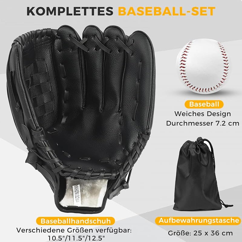Mănușă de baseball/softball LeapBeast cu 1 minge, mănușă de protecție groasă și durabilă pentru antrenament și competiții, pentru copii și adulți