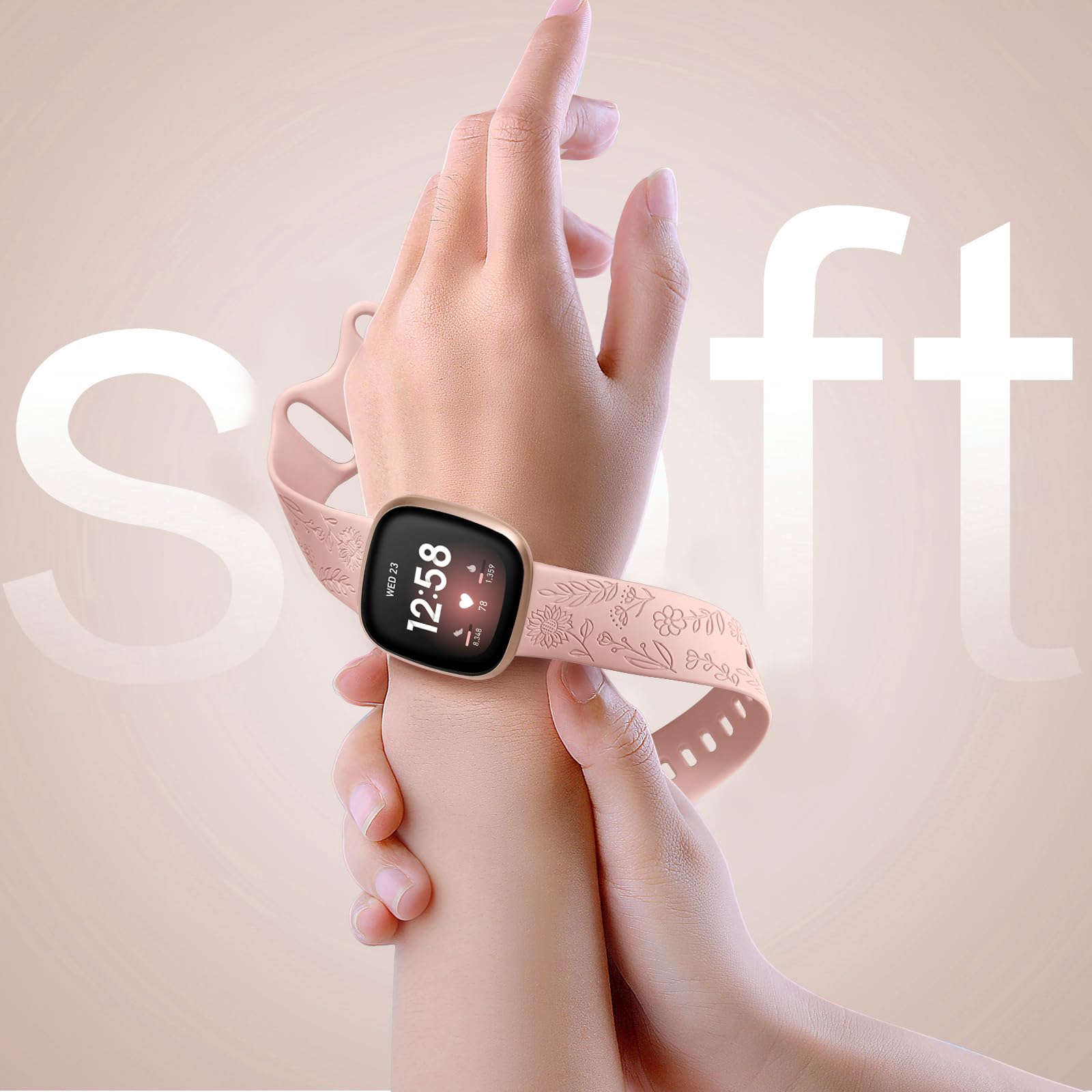 Oielai Paski słonecznikowe kompatybilne z Fitbit Versa 3/Fitbit Versa 4/Fitbit Sense/Fitbit Sense 2 paski damskie, miękki silikonowy pasek do Versa 3/Versa 4/Sense 2/Sense