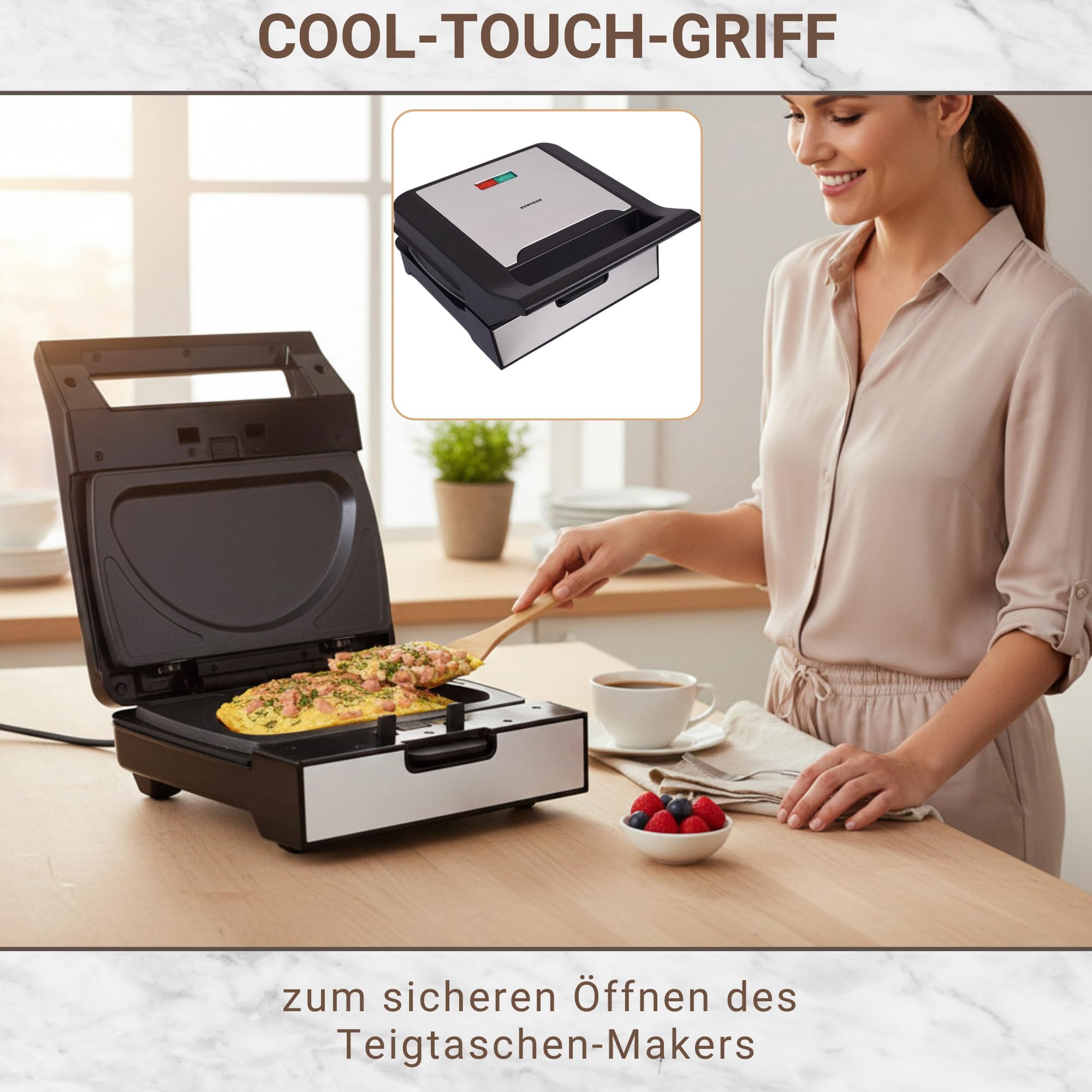 Syntrox Germany Omelett Maker MM-1400W mit herausnehmbaren Backplatten