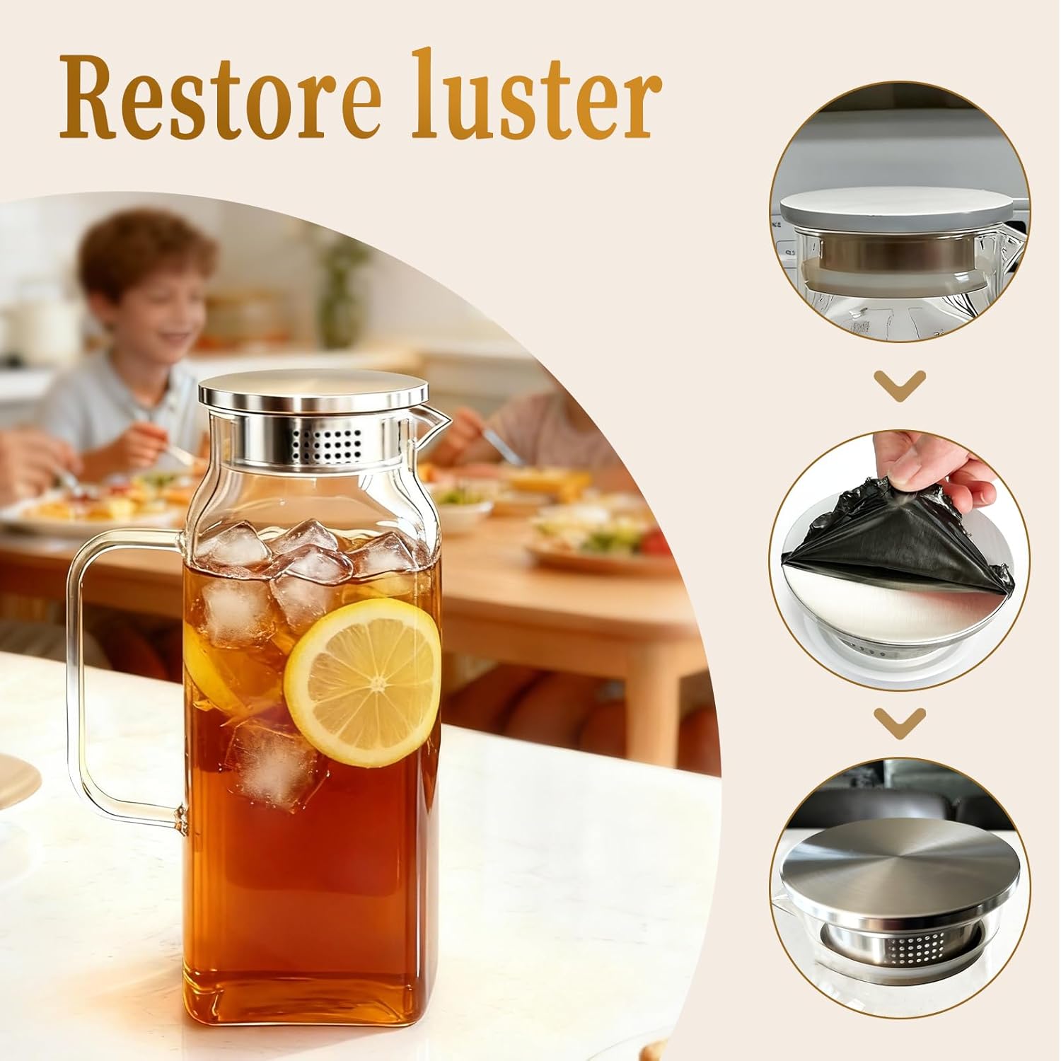 2 Pack 2 Liters/68 oz Square Glass Pitchers With Handle and Lid, Borosilicate Heat Resistant Water Jug, Modern Carafe for Hot Tea, Cold Brew and Milk, Unique Mother's Day Anniversary or Birthday Gift