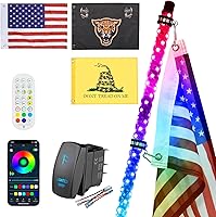 Vista 10 de Ehaho 1 paquete de 1 pie de luces de látigo, luz de látigo LED con aplicación y control remoto, látigos iluminados RGB en espiral persiguiendo