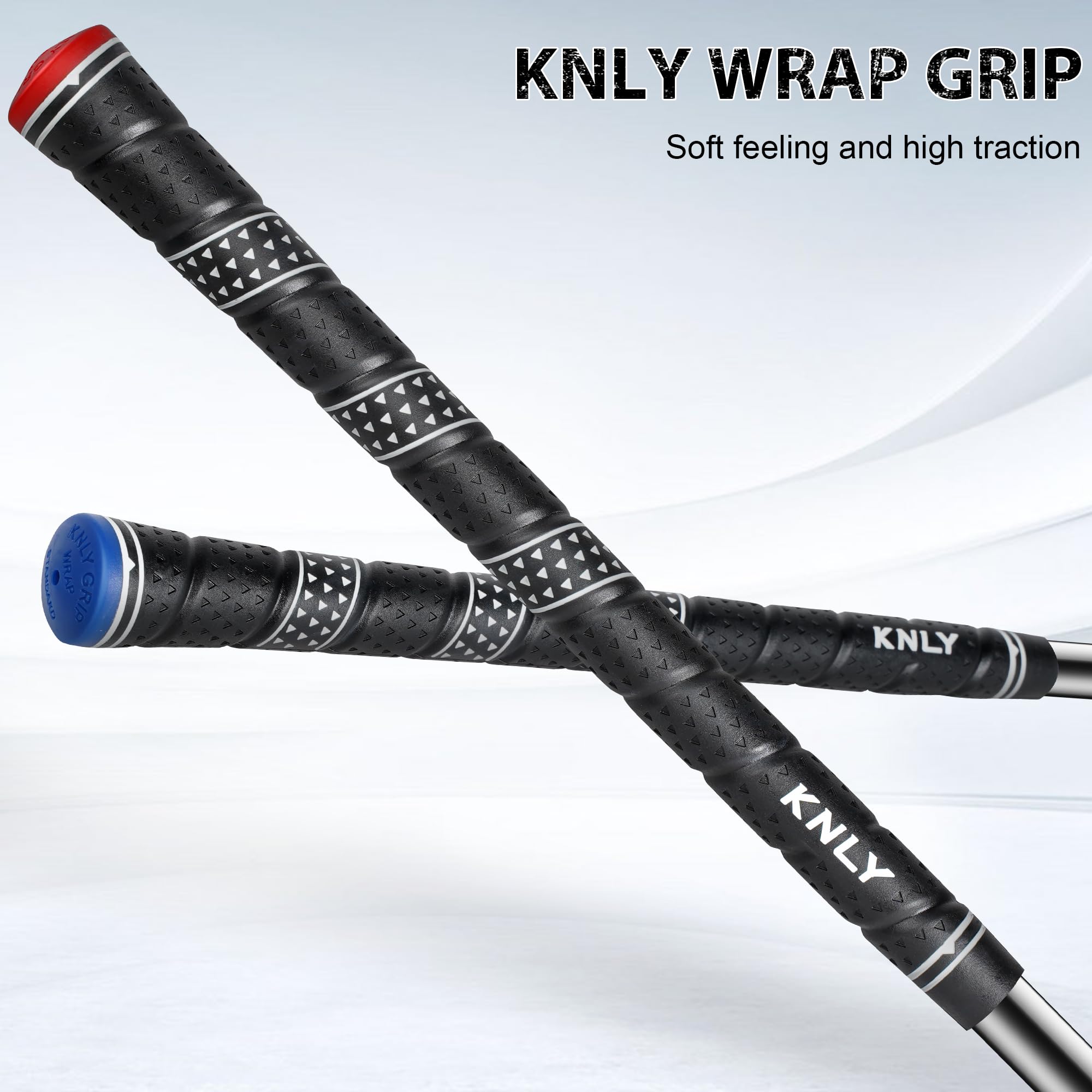 KNLY Wrap Golf Grips - Juego de 13 empuñaduras triangulares cóncavas con tecnología de control de textura, agarre de goma para todo tipo de clima, tamaño estándar/mediano, 13 empuñaduras con 15 cintas