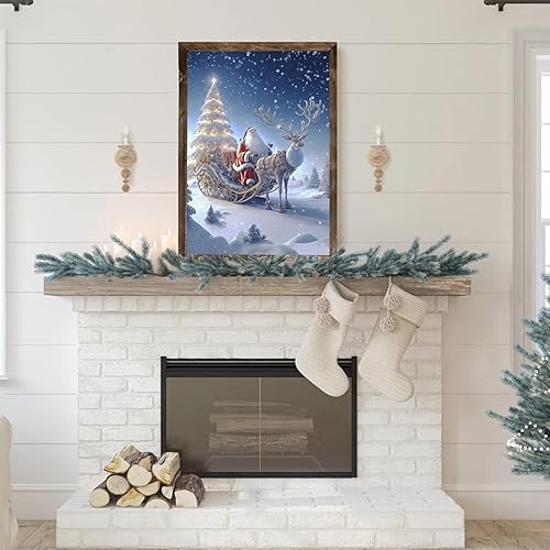 Miniatura 3 de ULLiaN Kit de pintura de diamante 5D, arte de cruz de diamante, arte de cruz, árbol de Navidad por números, juego de decoración de pared para el