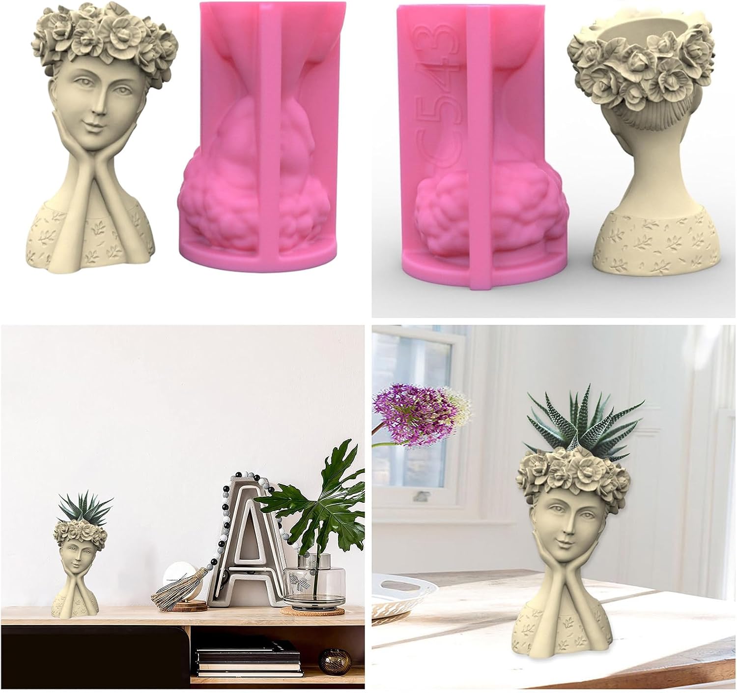 Silicone Clay Mold Flowerpot Molds Girl Shaped Pen Holder for Flower Pots Holder Planter