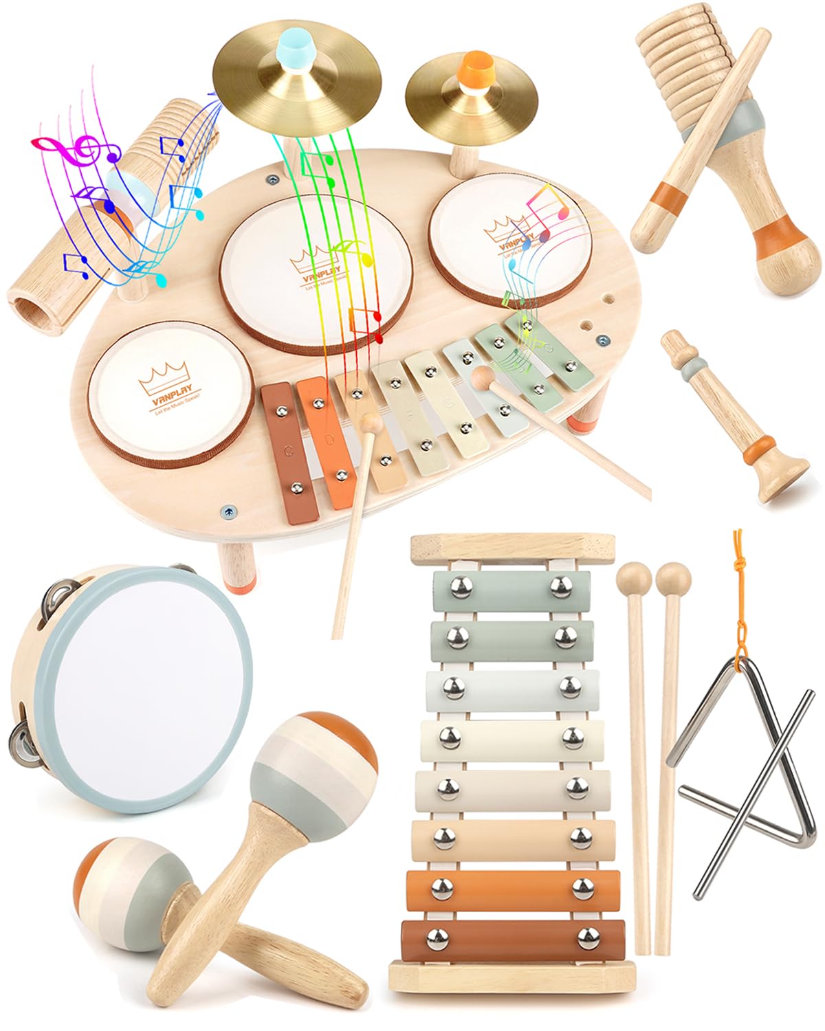 Baby Musical Instruments, Montessori Toys for year old, Musical toys for  toddlers 1-3 with Modern Boho Xylophone for Kids Preschool Educational