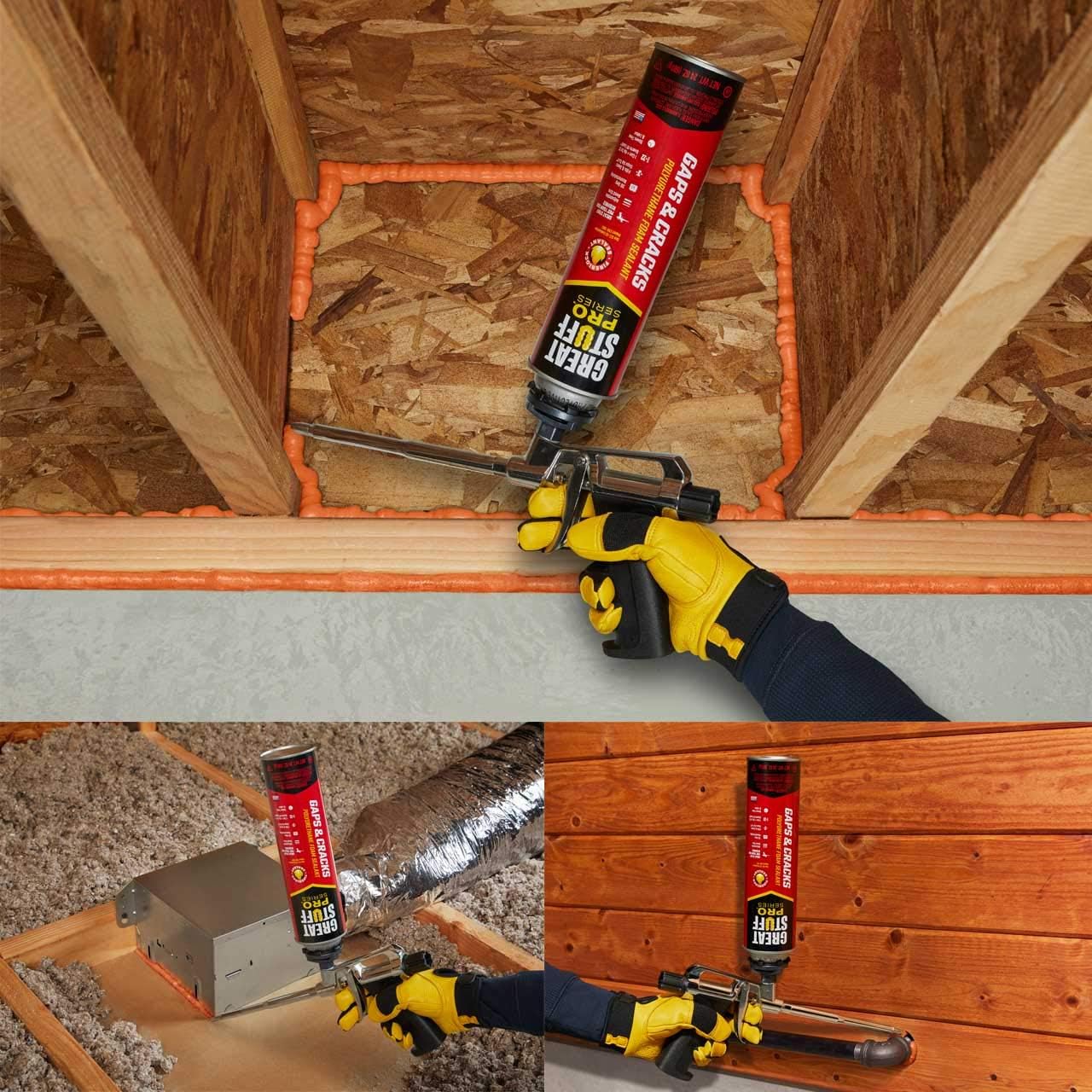 Great Stuff PRO Gaps and Cracks - 24oz Fireblock Foam Insulation Sealant, Pack of 2. Closed Cell, Polyurethane Expanding Spray Foam. Seals & Insulates Gaps Up to 3". Gun, Cleaner, Gloves Included