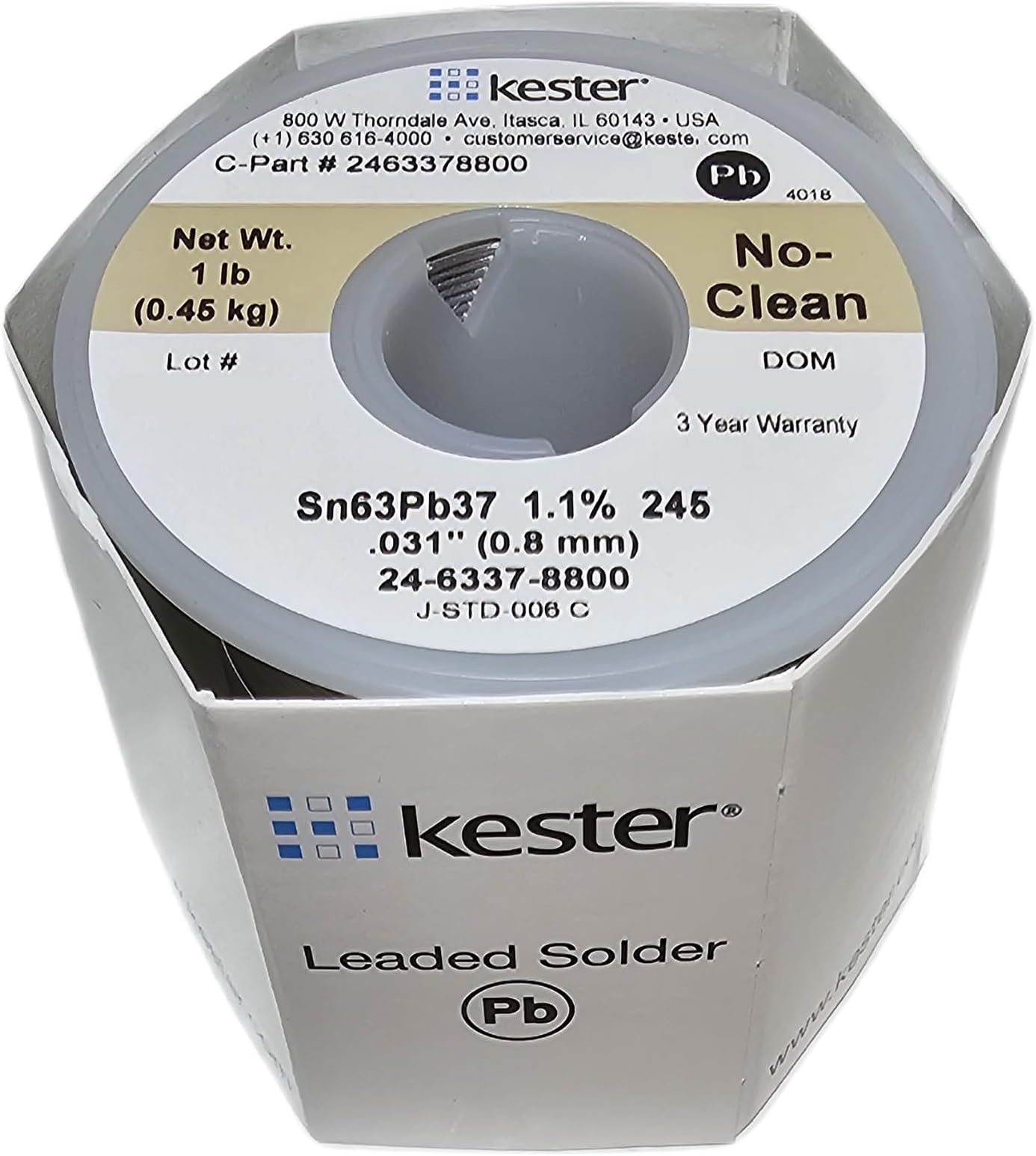 Kester 245 No-Clean Core Solder 63/37 .031 1 lb. Spool by Kester