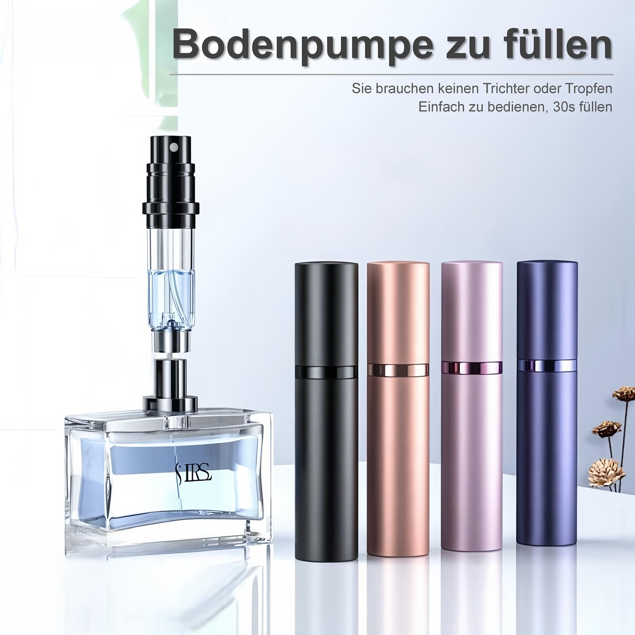 Parfüm Reise Nachfüllbare Flasche Tragbare Zerstäuber Spray Flasche Duft Pumpe Füllen von unten Mini Tasche Größe 5ml für Reisen und Ausgehen (Gold)