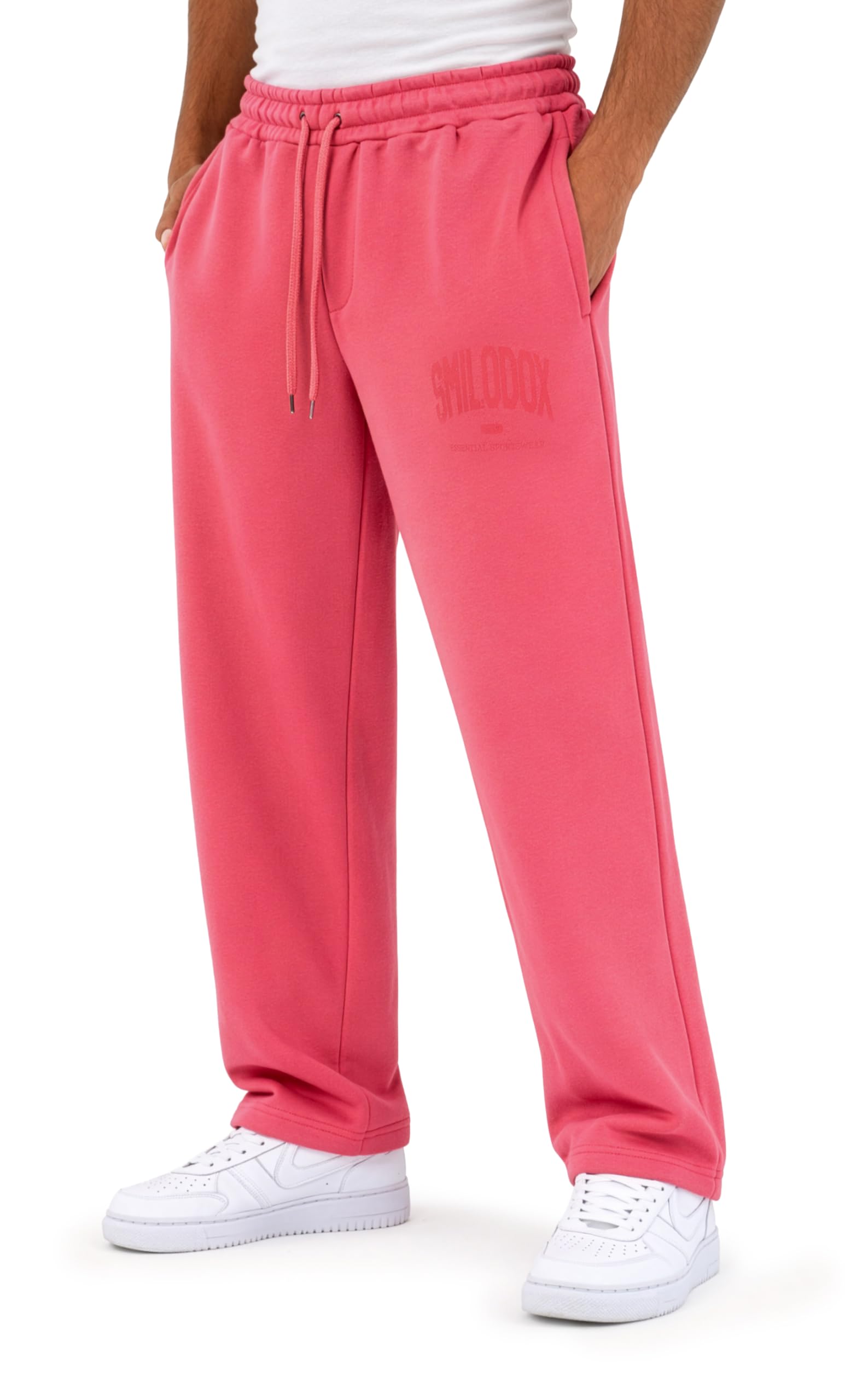 SMILODOX Jogginghose Herren Oswin, Oversized Fit Trainingshose mit elastischem Bund & verstellbarem Kordelzug, Logo-Print, praktische Seitentaschen, Lange Sporthose für Freizeit und Sport