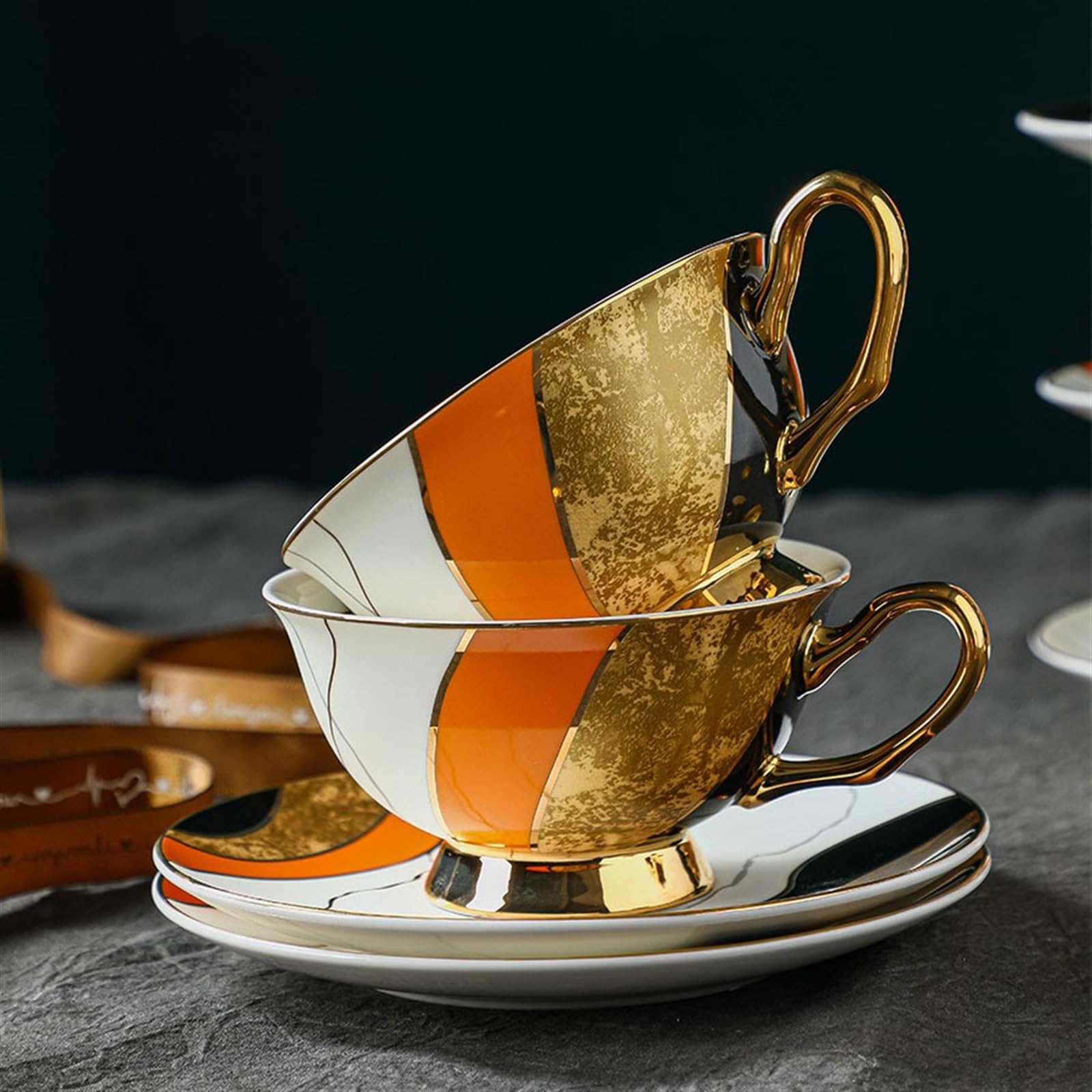 Tasse Tasses Tasse à café en céramique rétro, service thé de l'après-midi porcelaine avec cuillère, léger et luxueux, européen exquis