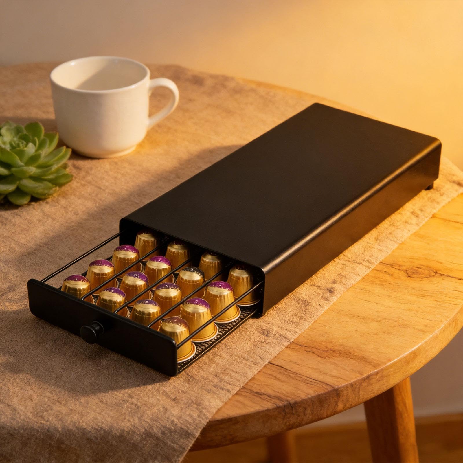 Baoblaze Cassetto per cialde di caffè da banco, Contenitore Antipolvere con Ripiani in Rete, Vassoio Porta cialde di caffè di Grande capacità per Ufficio e