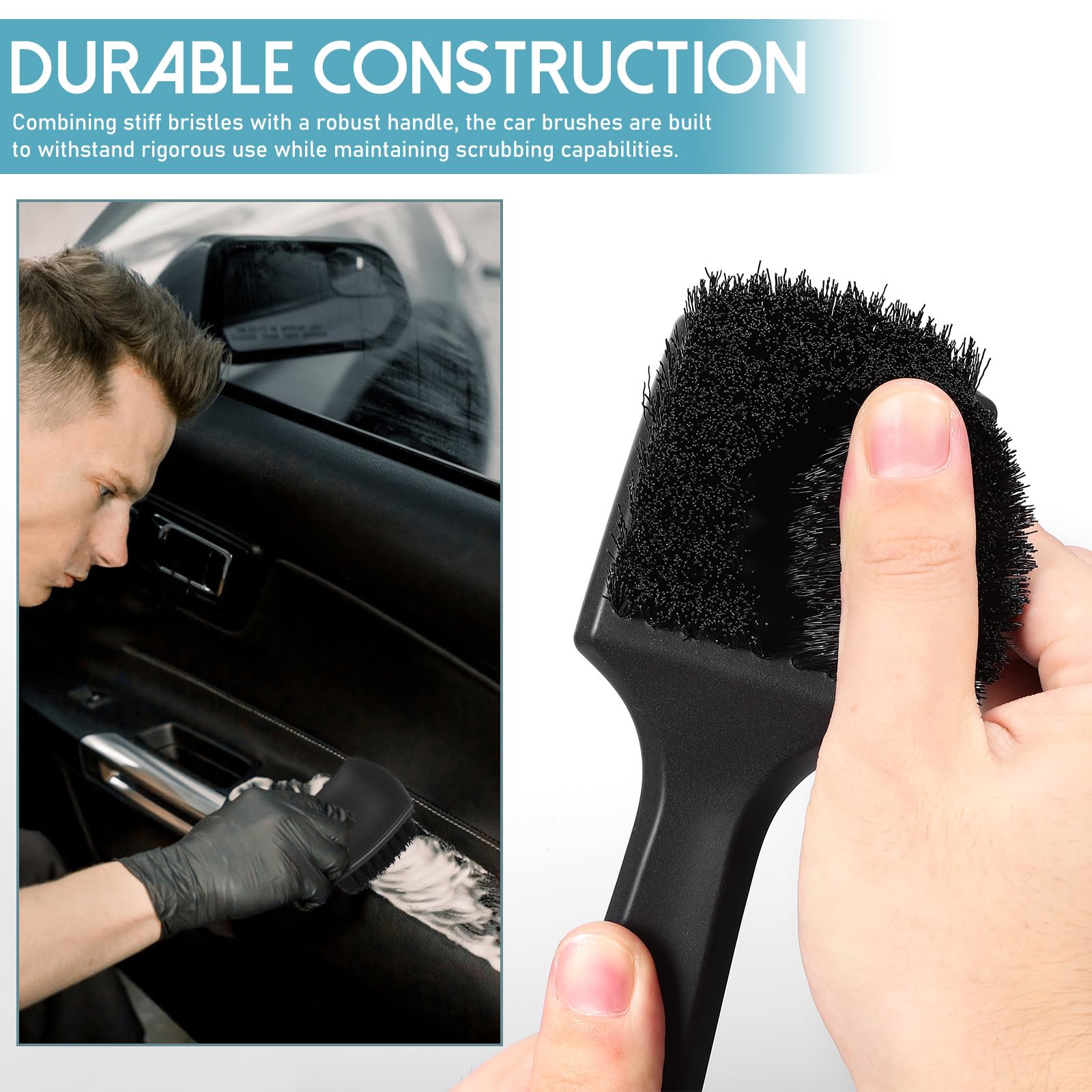 iplusmile Felgenbürste Alufelgen - Autofelgen-Reifenbürsten-Set – Auto-Detail-Waschset 1 17 Lange Weiche Felgenbürste 1 Autowasch-Detailbürste Mit Kurzem Griff Zum Reinigen Von Reifen Und Felgen