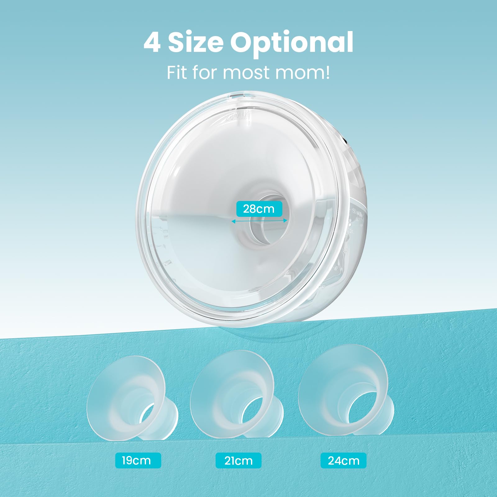 Paruu P10 Tiralatte Elettrico Indossabile, 4 Modalità e 9 Livelli con 19/21/24/28 mm, Aspirazione Forte 338 mmHg, Tiralatte Elettrico Portatile, Display Intelligente (2, Bianco)