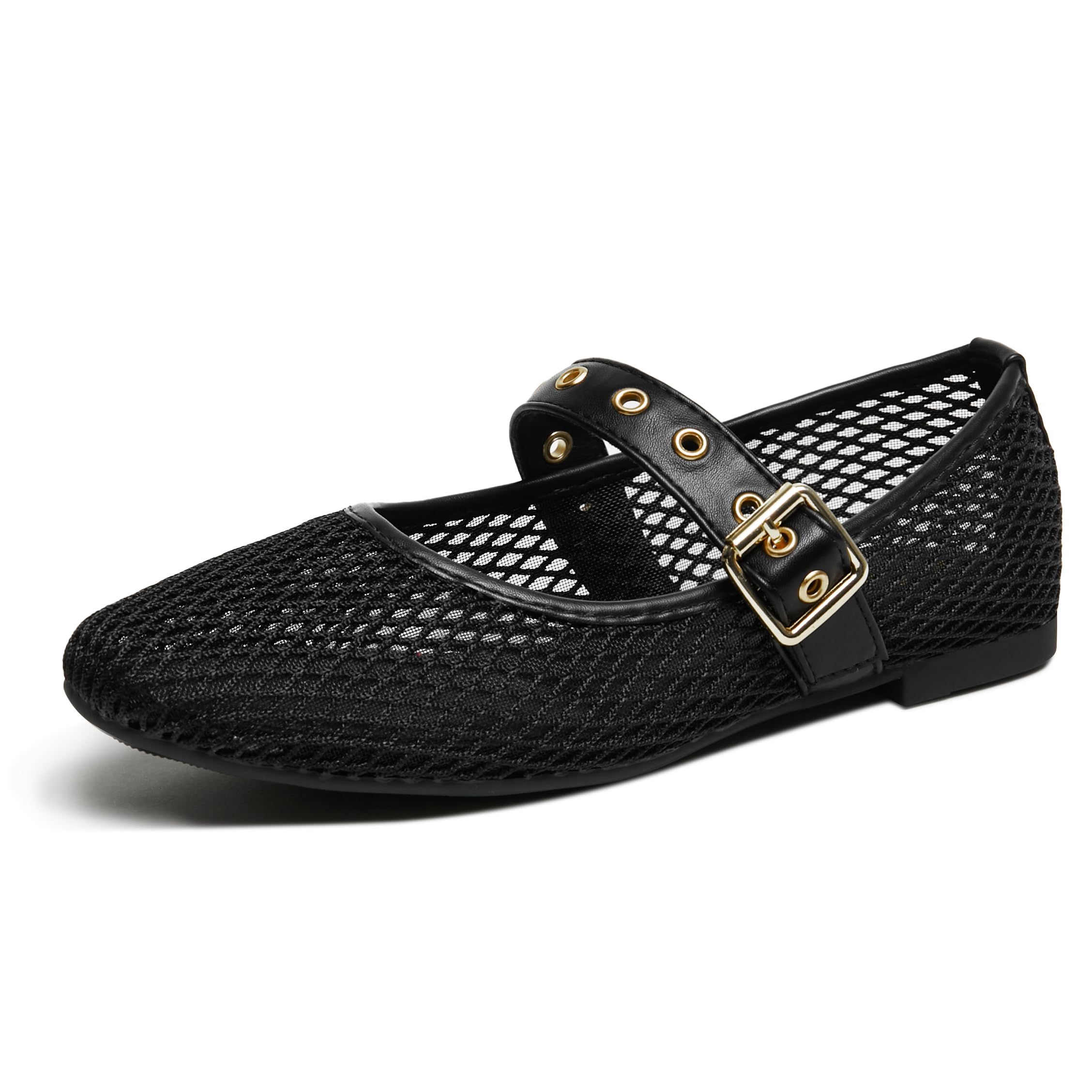 hingswink Mary Jane Shoes Women Ballet Flats with Strap Buckle Closed Toe MaryJanes Shoes Ballerina Flats for Women Dressy Comfortable