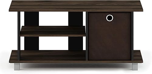 Miniatura 5 de Furinno - Mueble para televisor simple con cajón de almacenamiento, color nogal de Columbiamarrón oscuro
