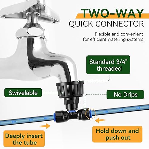 Miniatura 3 de Meonum Sistema de riego de jardín de 65 pies, kit de riego por goteo de conector rápido, kit de sistema de nebulización de plantas colgantes para