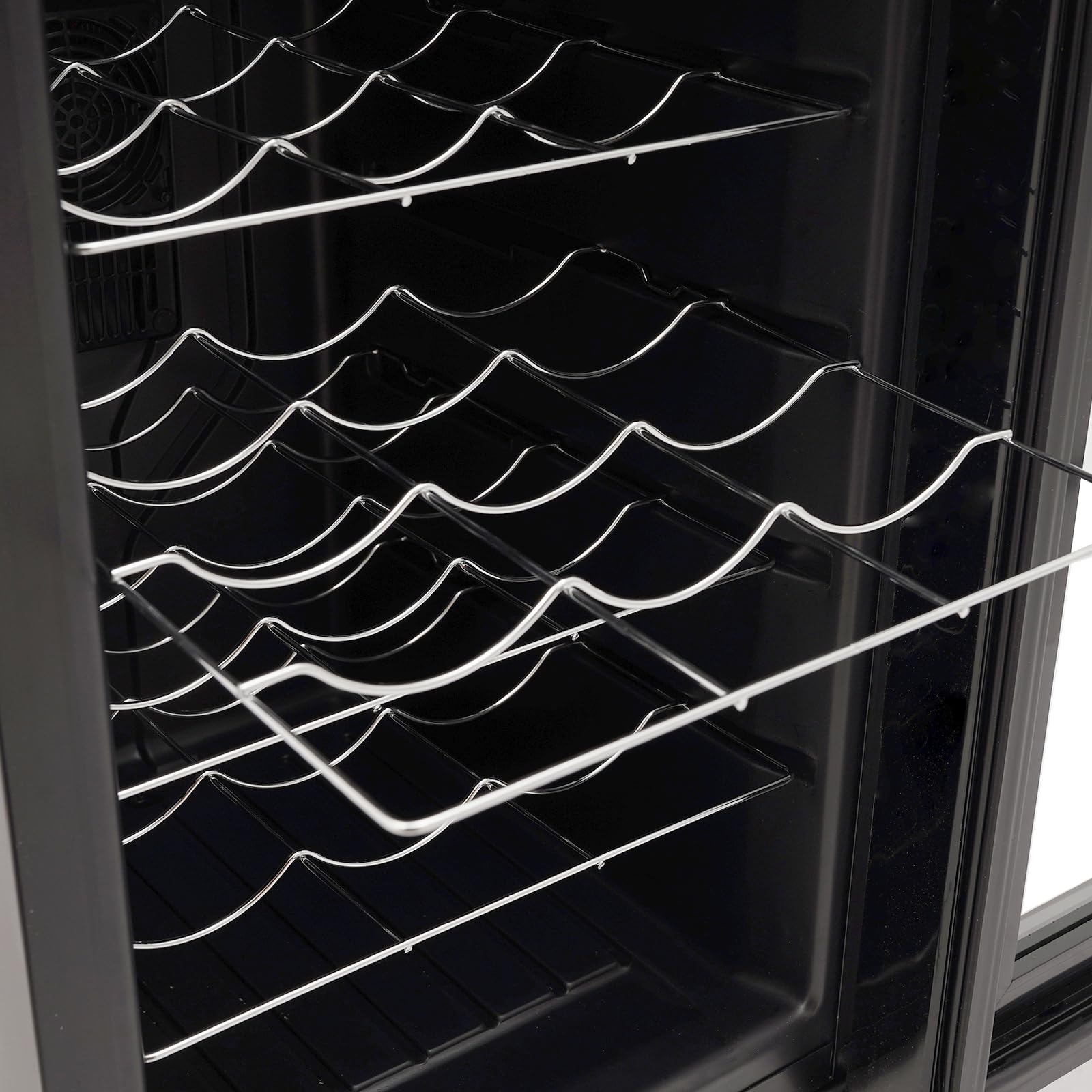 Weinkühlschrank 30 Flaschen Doppelte Gehärtetem Glas LED Beleuchtung 12-18℃ Einstellbar Geräuscharmer Modern Flaschenkühlschrank