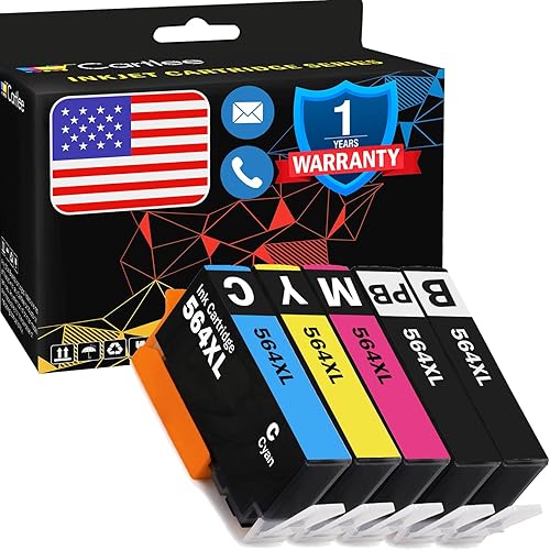 Cartlee Juego de 5 cartuchos de tinta compatibles 564XL de alto rendimiento para HP Photosmart 5510 5520 6510 6520 6525 7510 7520 7525 B8550 C6380