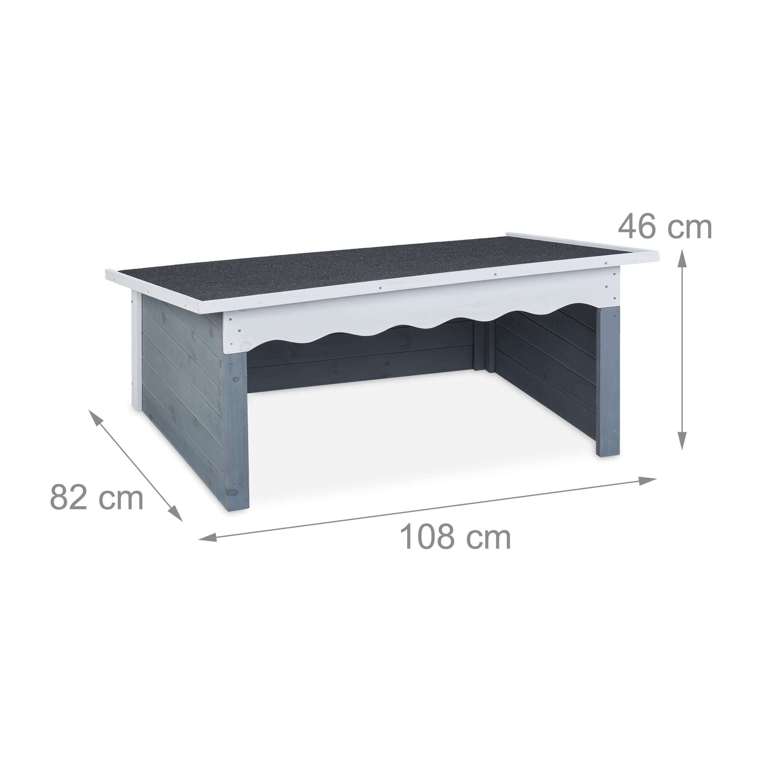 Relaxdays Garaje para Robot Cortacésped Madera, Techo Impermeable, Abatible, 46 x 108 x 82 cm, Caseta Protectora, Gris
