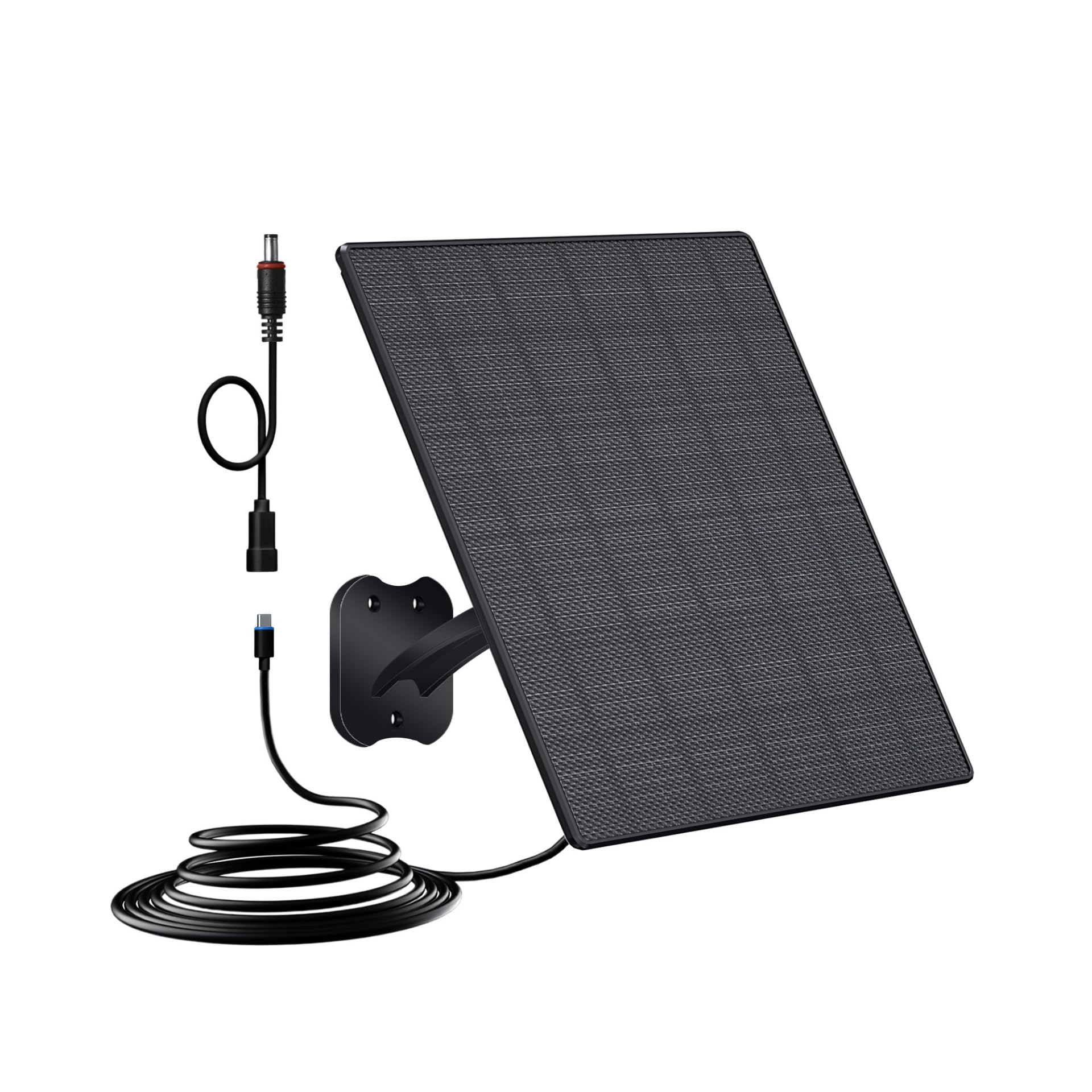 Panneau solaire 10 W pour caméras de sécurité IP66 étanche avec câble de 3 m USB C et ports CC 5,5 x 2,1 mm Support réglable pour caméra extérieure