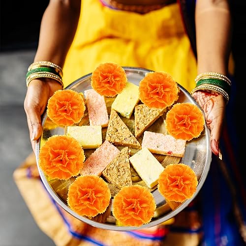 Miniatura 7 de Hananona 200 cabezas de flores de caléndula a granel, cabezas de caléndula de seda con tallos de flores artificiales de caléndula para decoración