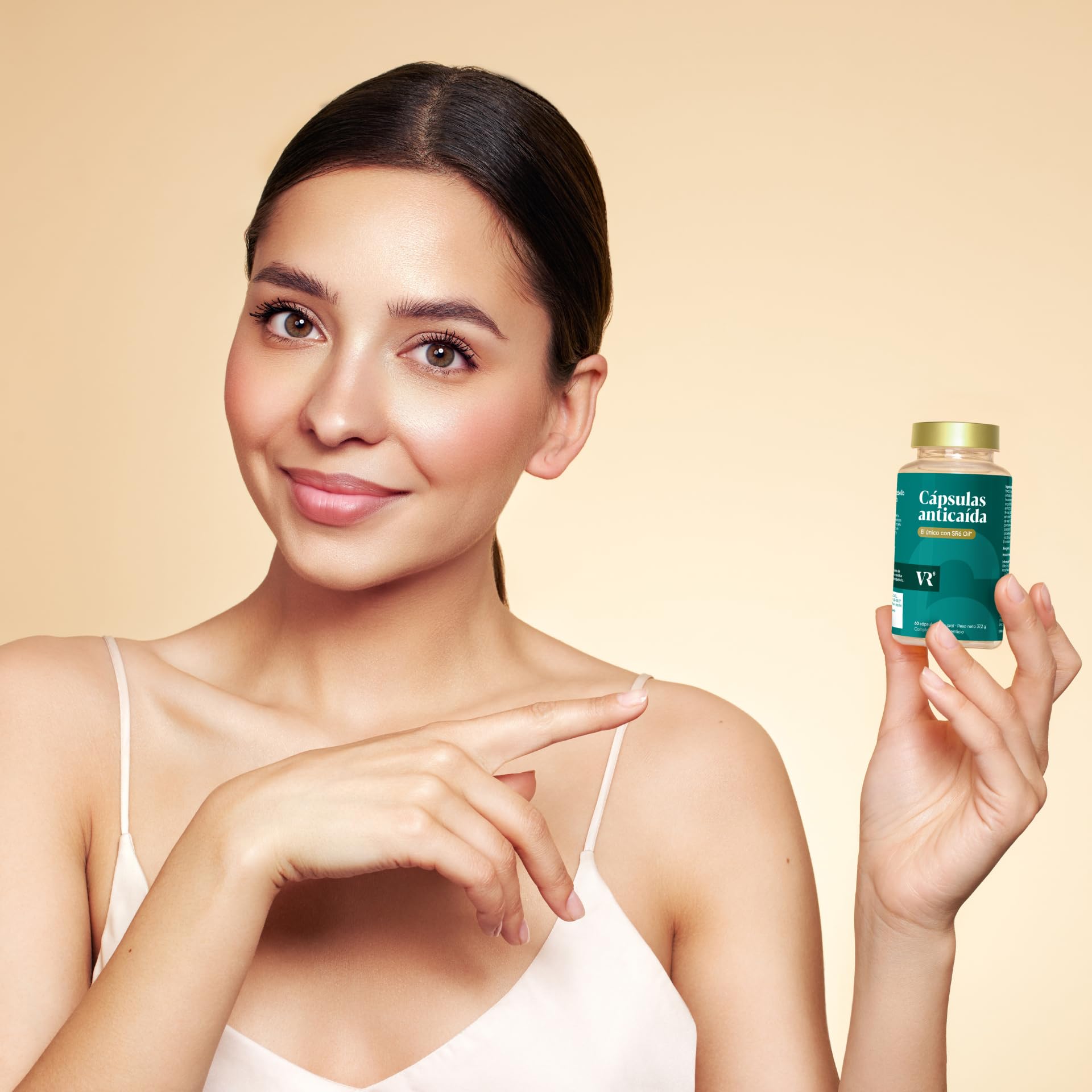 VR6 Hair Cápsulas Anticaída Cabello Mujer y Hombre 120 Uds Biotina Zinc Vitaminas B5 B6 E SR6 Oil