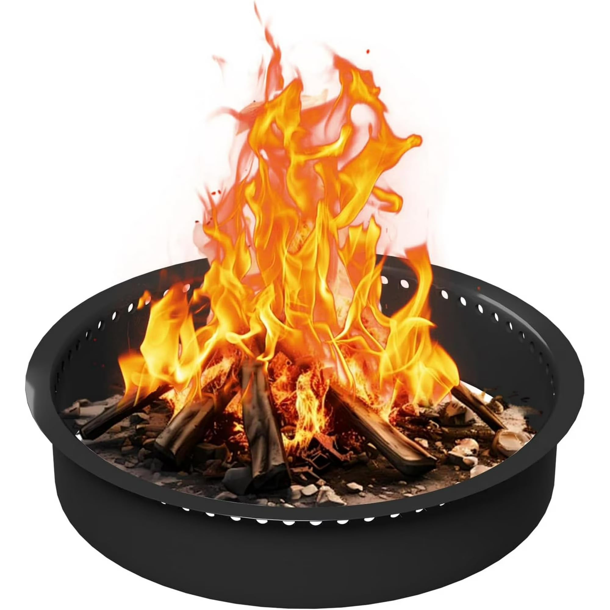 Rauchfreie Feuerstellenring, Feuerstelle Für Outdoor, Rund Feuerschale Garten, DIY Feuerring Für Lagerfeuer Mit Belüftungslöcher Für Die Holzverbrennung, über Oder Im Boden,Kohlenstoffstahl