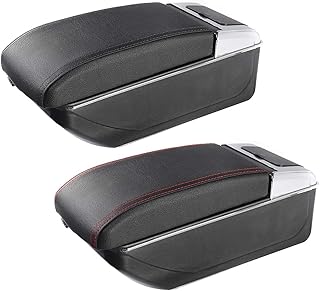 Universal Car Armrest Box Rotatable Storage Box Elbow Support - Black * Silver