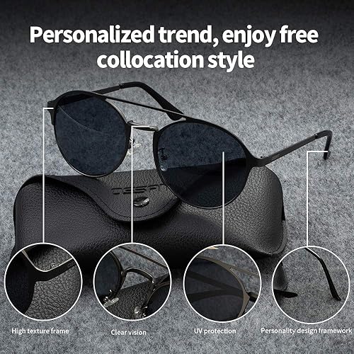 Miniatura 6 de OSSAT Gafas de sol ovaladas con marco de metal Lente espejada clásica neutral