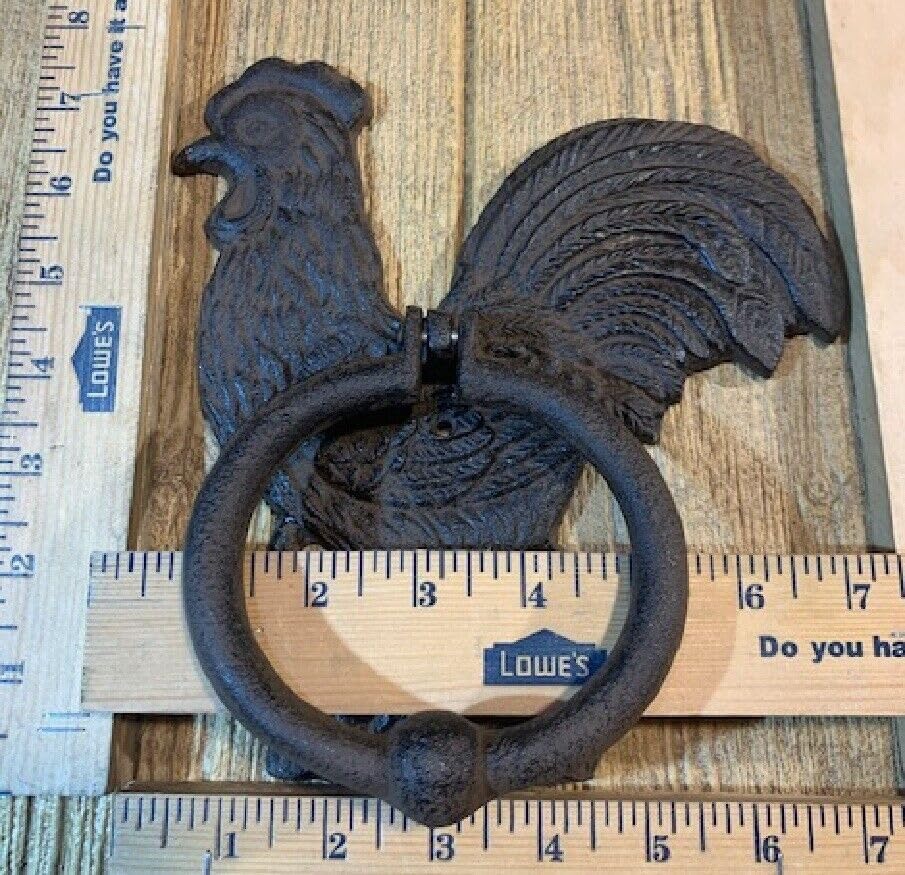 Vintage LARGE 7 3/4" TALL Rooster Chicken Hen Door Knocker Country Farm Decor 0184-01629